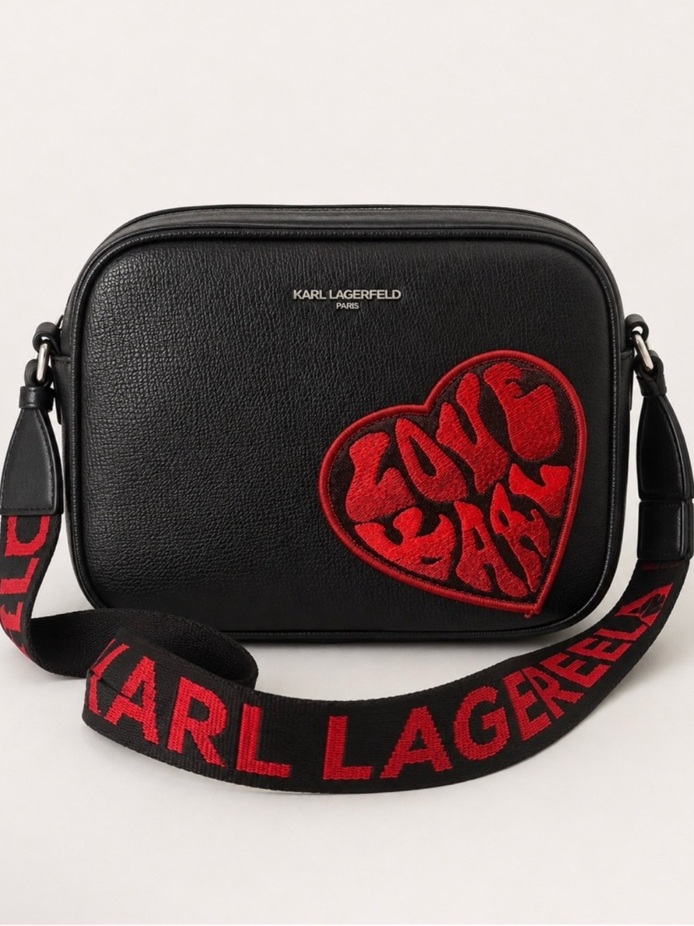 Karl Lagerfeld Paris Love Karl Black Red Crossbody Bag NWT